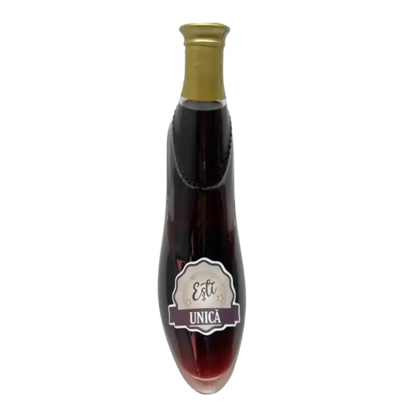 Esti unica, sticla vin in forma de pantof cu mesaj model st24 03